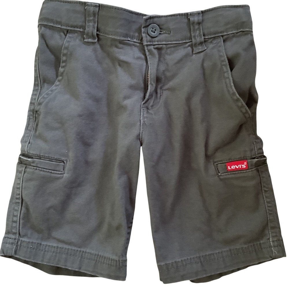 Levis Kids Gray Cargo‎ Shorts Size 6 Adjustable Waist Cotton Blend Twill